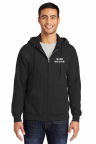 Black Unisex Full Zip  Hooded Sweatshirt includes Embroidered  name & NA Caduceus Logo